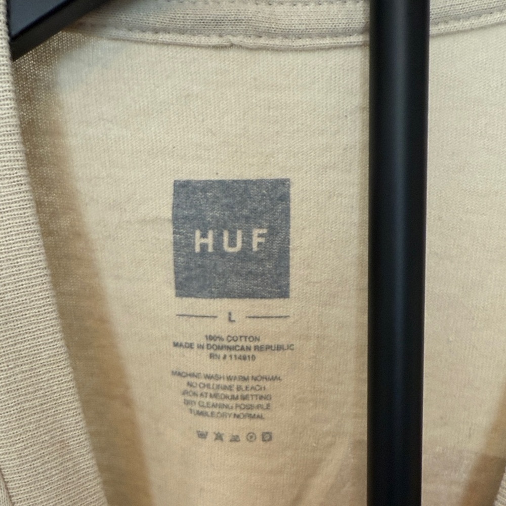 HUF Beige Cotton Tee - Picture 2 of 4